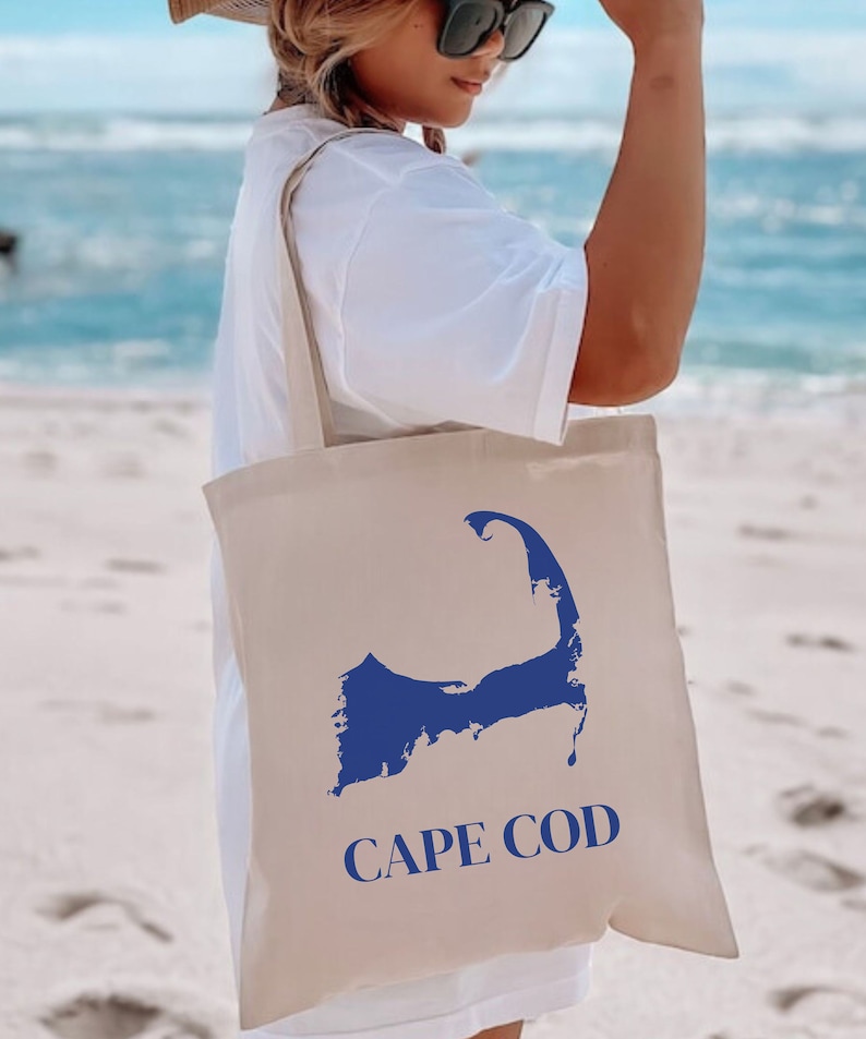 Cape Cod Cotton Canvas Tote Bag, Cape and Islands Beach House Gift ...