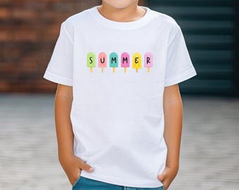 Kids Summer Popsicle T-shirt, Youth Beach Vacation Tee, Children's Summer Shirt, Fun Ice Cream Top, Cute Gift for Kids, Popsicle Graphic Tee