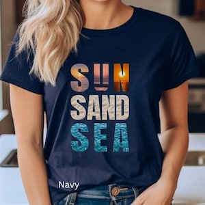 Sun Sand Sea Unisex Beach T-shirt, Beach Lover Gift, Summer Vacation Tshirt, Coastal Vibes Tee, Ocean Life, Beach Bum Shirt, Girls Trip Tee
