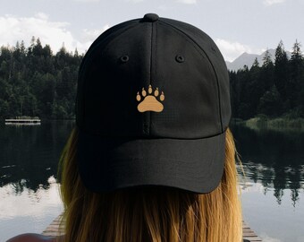 Single Bear Paw Cap, Embroidered Wildlife Classic Baseball Cap, Camping Vacation Hat, Gift for Bear Lover, Mountain Life Cap, Adventure Hat
