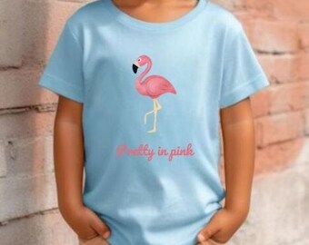 Pretty Pink Flamingo Toddler T-shirt, Cute Animal Shirt, Flamingo Lover Tee, Bird Lover Shirt, Gifts for Girls, Birthday Girl Gift, Summer T