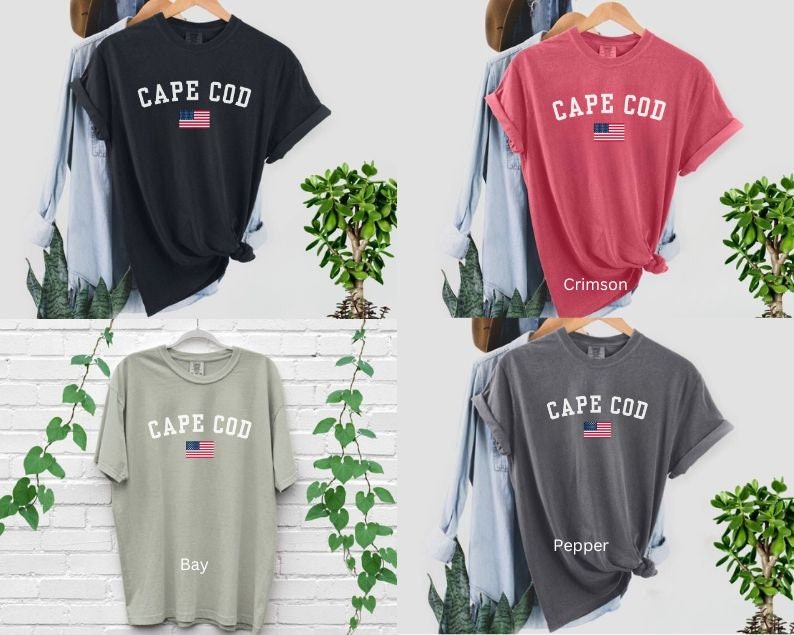 Cape Cod USA Flag Comfort Colors Beach T-shirt, Summer Cape Vacation ...