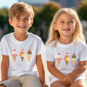 Kleinkind-Eis-T-Shirt, niedliches Eis-Hemd, Eis-Party-Hemd, Sommerkinder Hemd, Eistüten, Geschenk für Kleinkinder, süße Leckereien T
