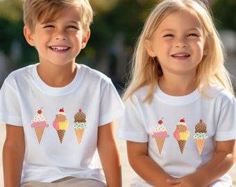 Camiseta de helado para niños pequeños, linda camiseta de helado, camiseta de fiesta de helado, camiseta de verano para niños, conos de helado, regalo para niños pequeños, dulces T