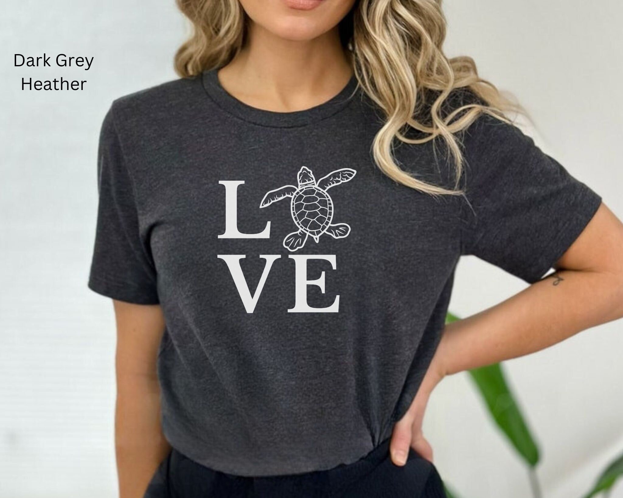 Sea Turtle LOVE Adult T-Shirt, Tropical Beach Vacation Turtle Shirt, Marine Animal Shirt, Turtle Lover Gift, Sea Life Tee, Ocean Animal Tee
