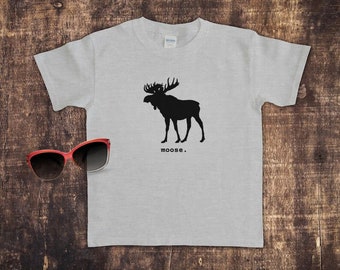 Kids Moose T-shirt, Outdoor Life Shirt, Camping Tee, Summer Vacation Tshirt, Wilderness Print Shirt, moose. shirt, nature lover,wildlife tee