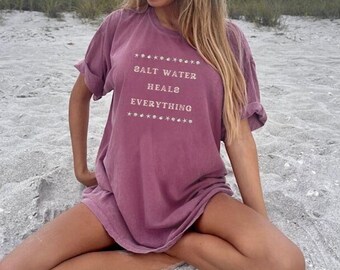 Salt Water Heals Everything Comfort Colors T-shirt, Gift for Ocean Lovers, Beach Vibes Shirt, Summer Relaxation Graphic Tee, Coastal Living