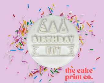 Happy Birthday Boy Cookie Embosser Stamp: Fondant & Cake Decor