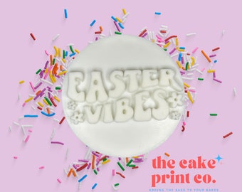 Easter Vibes Embosser Stamp Cutter Fondant Icing Cookies Cakes Cookie Baking Eco Personalise Personalize