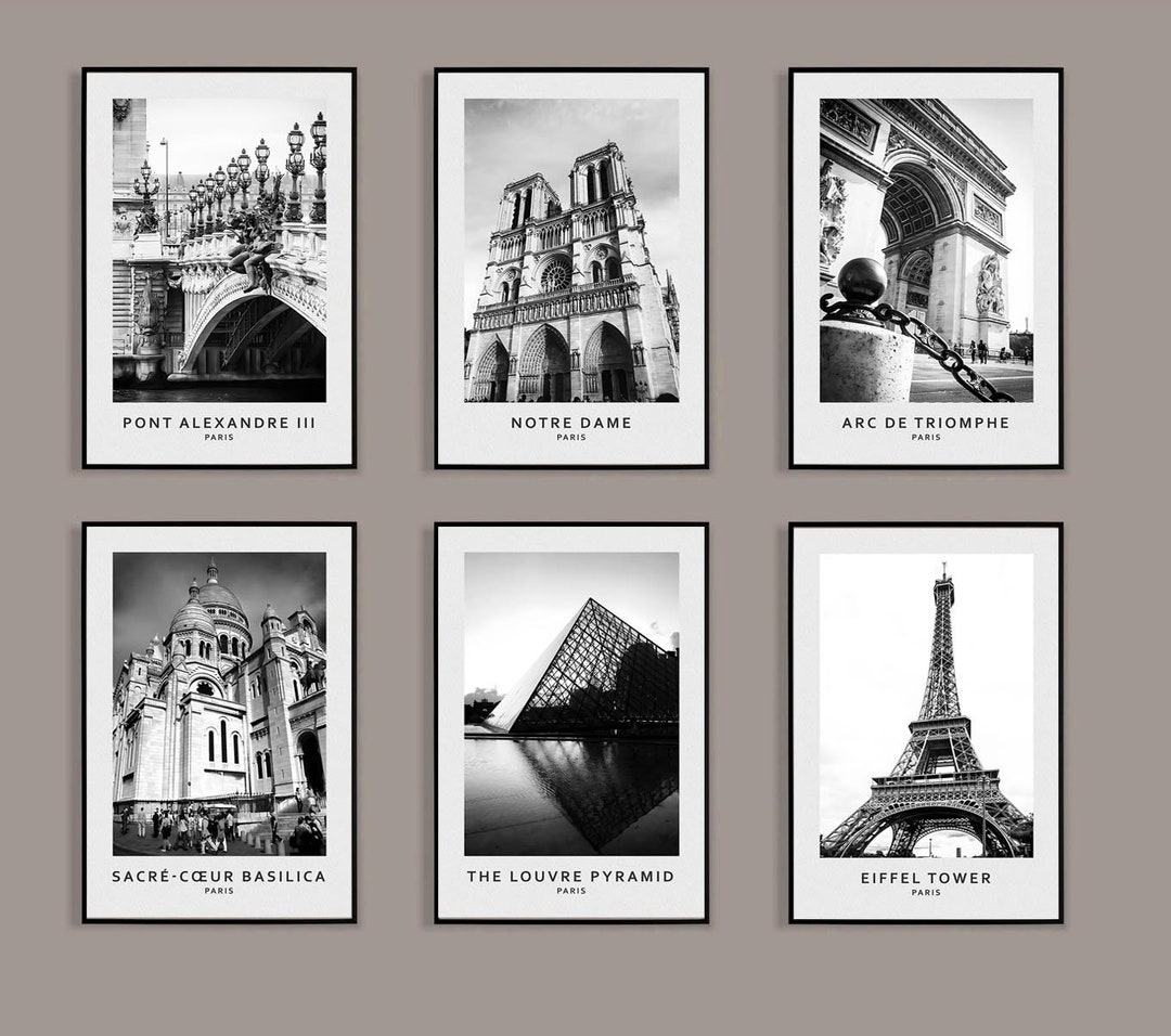 Paris, Set of 6 Printable Black and White Paris Photos, Gallery Wall ...