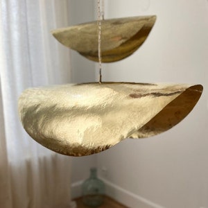 Golden suspension, golden chandelier, hammered chandelier