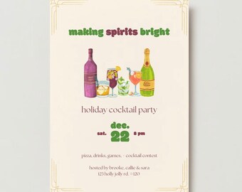 Holiday Cocktail Party Invitation, Making Spirits Bright (Digital Template)