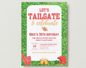 Football Tailgate Birthday Invitation, Editable Team Colors (Digital Template)
