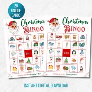 Kid’s Christmas Bingo Cards, Christmas Party Games, Instant Download, Printable Christmas Bingo