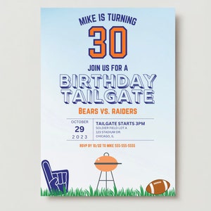 Football Tailgate Party Invitation, Birthday Tailgate Invite, Fall Birthday, Tailgating E-Vite, Editable Team Colors, Digital Template