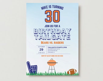 Football Birthday Tailgate Invitation, Team Colors (Digital Template)