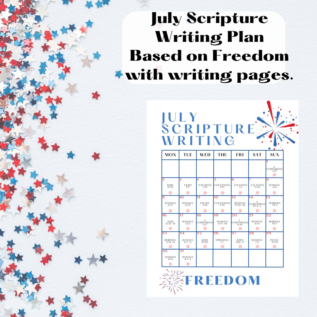 JULY SCRIPTURE WRITING Plan With Writing Pages 2023 Calendar Etsy