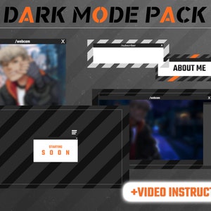 Modo escuro animado do Stream Pack | Pacote Twitch Preto Cinza | Sobreposições Painéis Alertas Cenas | OBS Transmissão Twitch