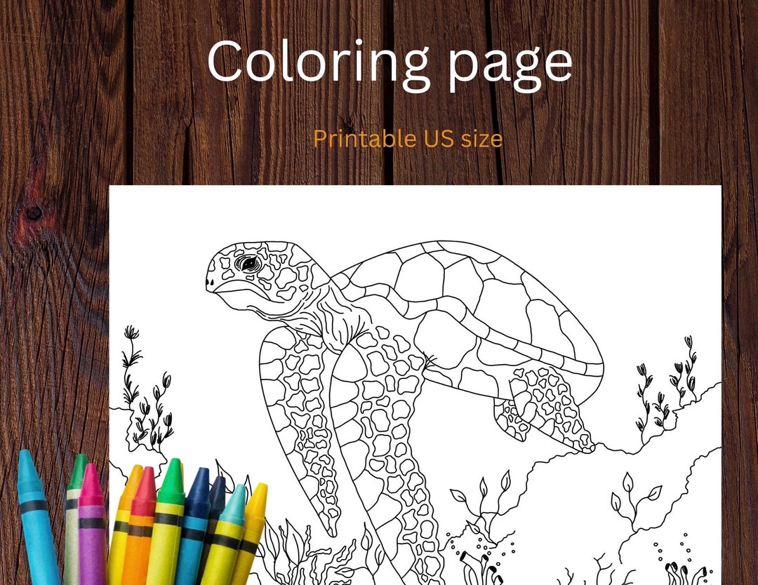 Sea Turtle Coloring Page - Etsy