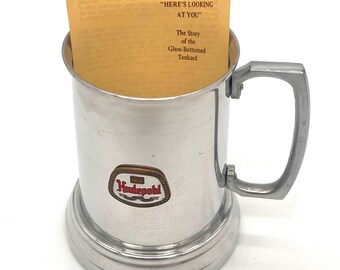 Hudepohl Glass Bottom Beer Tankard Mug with Original Story Insert Breweriana Cincinnati