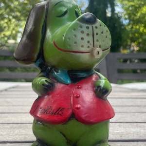 Whistling Dog Vintage Chalkware Bank Japan