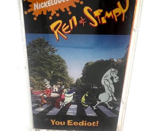 Cinta de casete de Ren y Stimpy You Eediot Nickelodeon de los 90, carcasa naranja, Sony Wonder, probada, VG+