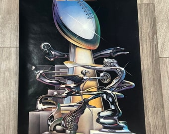 Original 1982 Vintage Super Bowl XVI NFL Poster – Bengals vs. 49ers – Zito Artwork – 22” x 34”