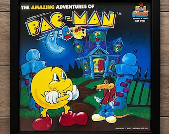 1982 Pac-Man Framed Record LP VG+ Kid Stuff KSS-5023 Arcade Wall Art Man Cave Game Room Decor