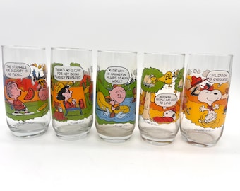 Camp Snoopy Collection Vintage Glasses McDonald’s Peanuts Choose Your Favorite Lucy Charlie Brown Linus Snoopy Woodstock Retro Tumblers