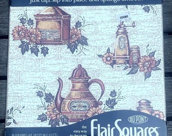 Vintage 1970s DuPont Flair Squares Wallpaper – Country Kitchen – NOS Sealed – 1930s–50s Style Retro Design Cottagecore Set Design