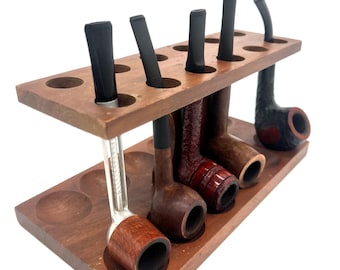 Vintage Fairfax 12 Pipe Walnut Display Rack | Mid Century Wooden Tobacco Pipe Stand | Holds 12 Pipes | Pipe Collector Storage