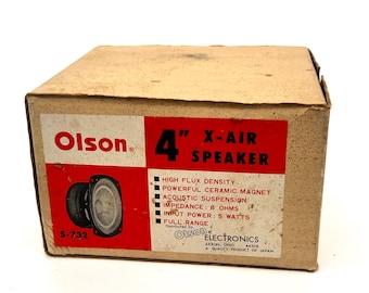 Olson S-732 4” X-Air Speaker NOS Full Range 8 Ohm 5 Watt Made in Japan Original Box Audio DIY