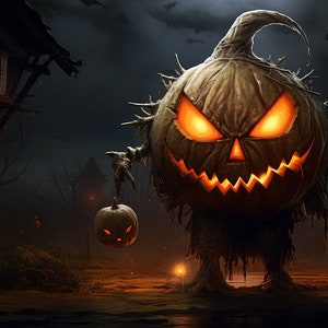 Jack-O-Lantern Monster Holding a Jack-O-Lantern