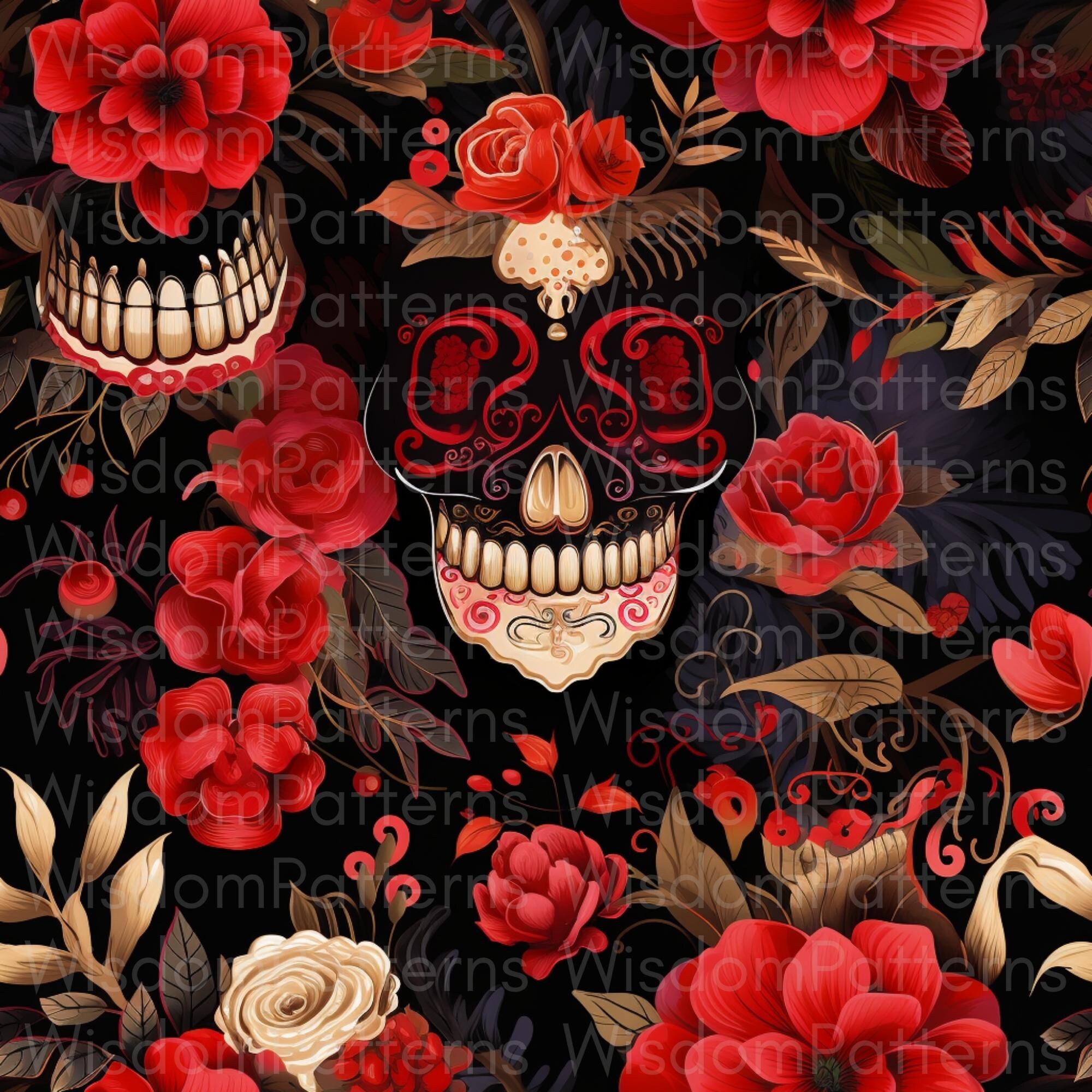 Skulls Digital Paper Colorful Skulls Pattern PNG Instant - Etsy