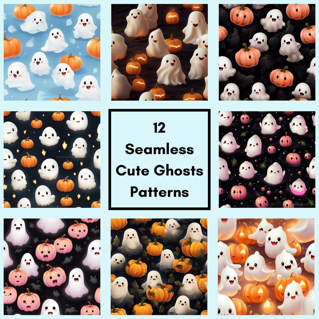 Cute Ghost Seamless Pattern PNG Digital Paper Digital Backgrounds ...