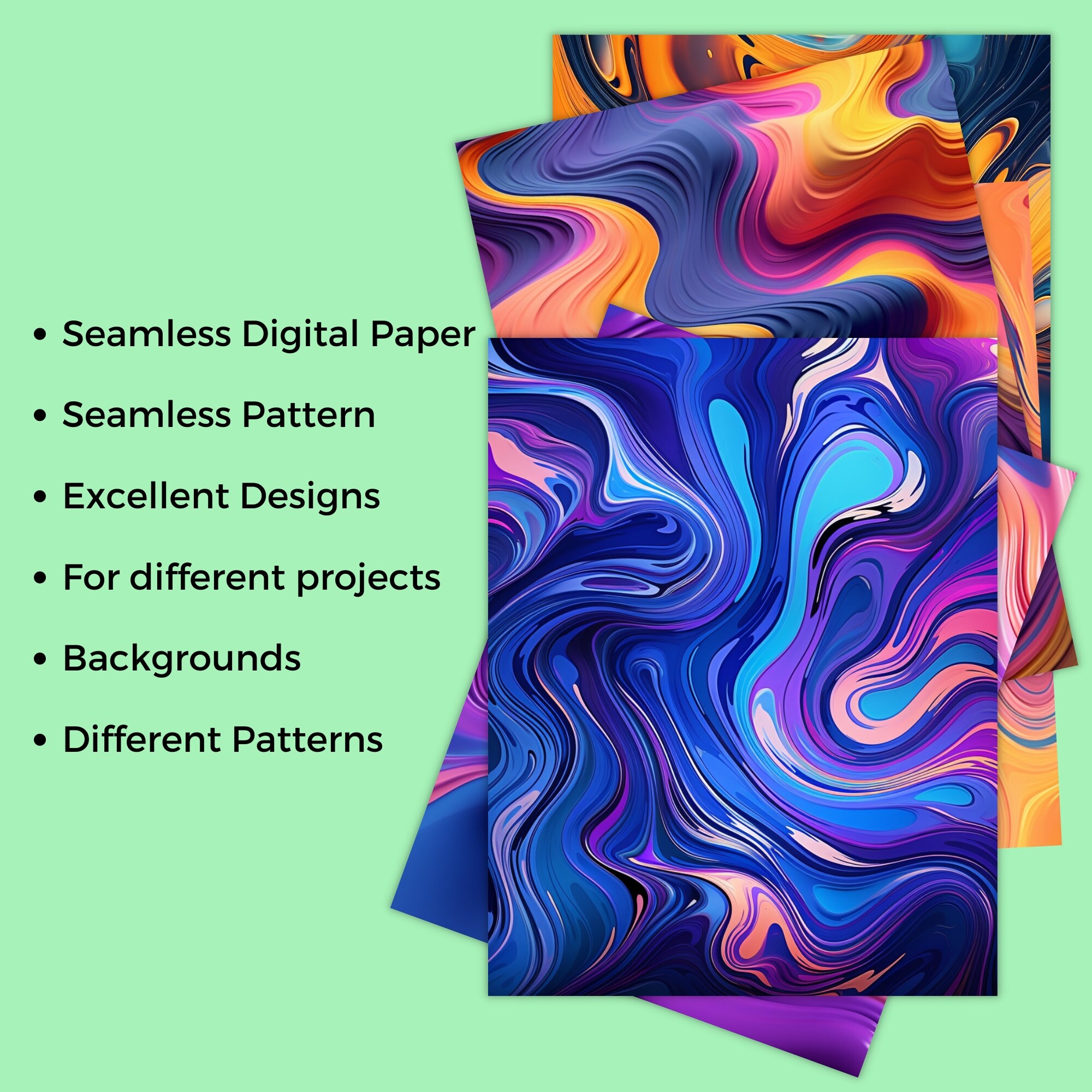 Abstract Fluid Paint Background PNG Digital Paper Design Files for ...