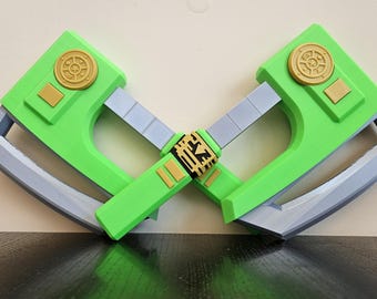 Hacha de Poder Zeo del Ranger Verde de los Power Rangers impresa en 3D - Réplica a escala 1:1