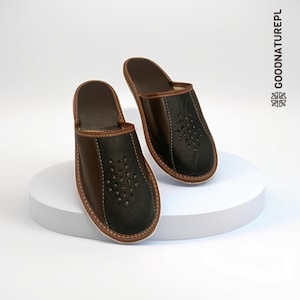 Men&#39;s Leather Slippers\High Quality Handmade Home Shoes\Comfortable Bedroom Slippers