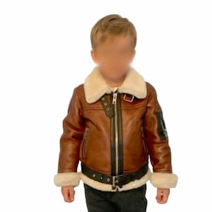 Children's sheep's wool pilot jacket, Warm winter jacket made of natural wool.