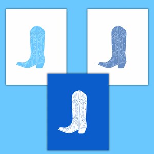 Blue BLUE blue Cowboy Boot | Western Prepy Print | Digital Download