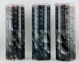 Gun Metal American Flag 20oz/30oz Tumbler - Gift for the Tactical Patriot