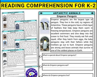 Antarctic Animals Reading Comprehension Passages and Questions for Kindergarten, 1st, and 2nd Grade | Polar Animals Winter Activities