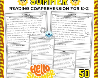 Summer Reading Comprehension Passages & Questions for K-2 | Kindergarten, 1st, 2nd Grade | End of Year Activities