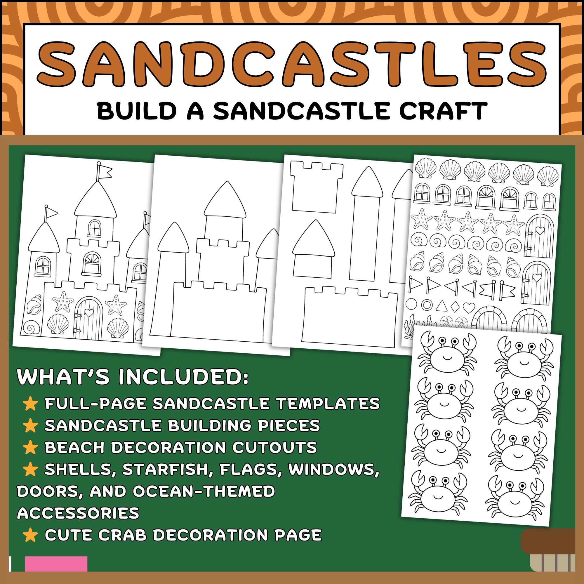 Build a Sandcastle Craft | Summer Coloring Pages & End of Year | Beach ...