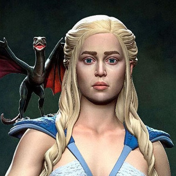 Mother of Dragons with Dragon 3D STL File, 3D Figure, 3D Printing Figure, Digital Download STL Files,