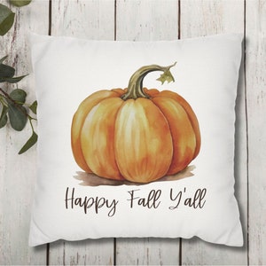 Fall Pumpkins Pillow Cover, Happy Fall Y&#39;all Farmhouse Pillowcase, Autumn Pillow Case,  Decorative Pillow Cover, Thanksgiving Home Decor