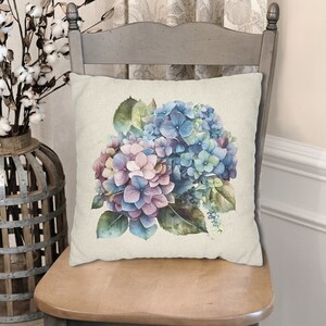 Hydrangea Pillowcase, Farmhouse Pillow Case, Floral Pillow Cover, Home Decor, French Farmhouse Decor, Country Home Decoration, Spring Decor
