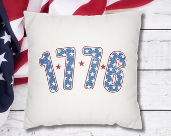 Patriotic Pillow Cover, 1776 Americana Throw Pillow Cover, July 4th Pillowcase, American Home Decor, Memorial Day Decorative Pillow Cover