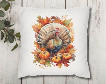 Thanksgiving Turkey Pillow Cover, Floral Turkey Pillow Case, Fall Pillowcase, Fall Decor, Autumn Decor, Farmhouse Decor, Thanksgiving Decor