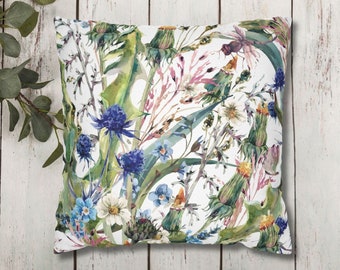 Wildflower Pillow Cover, Throw Pillow Cover, Floral Pillowcase, Garden Flowers Home Decor, Colorful Watercolor Wildflowers Decor, Home Decor